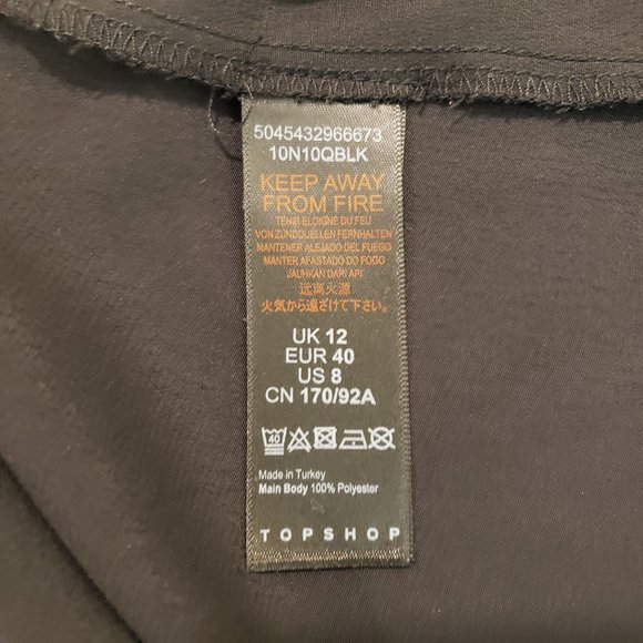 Nordstrom TopShop Black Wrap Dress Side Buckle Knee Length, 8 - Picture 7 of 10